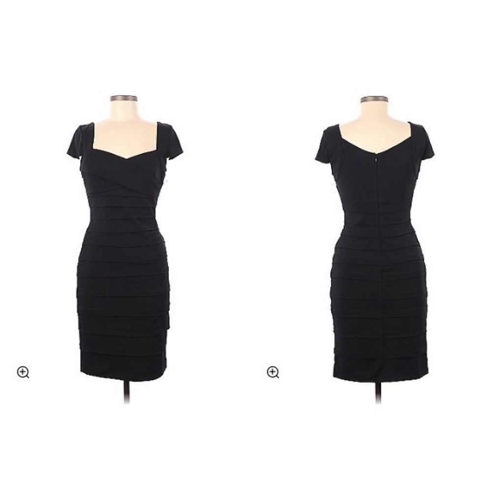 White House Black Market Pleated Black Cocktail Dress Size 16